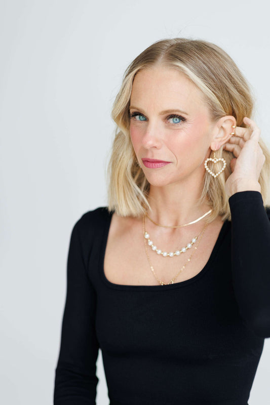 Beautiful Gold and Pearl Heart Earrings Otarealm