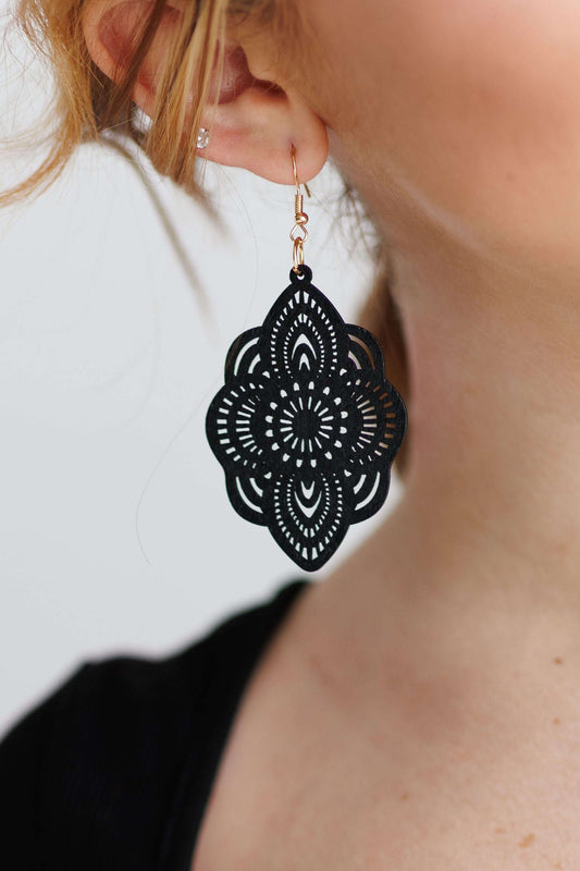 Beautiful Black Wood Earrings Otarealm