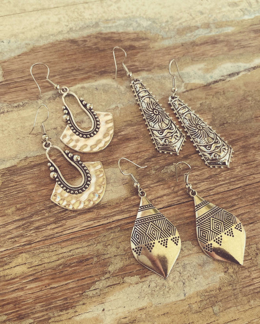Beautiful Boho Silver Earring Set Otarealm