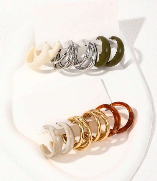 Beautiful Acrylic Hoop Earring Set of 6 Otarealm
