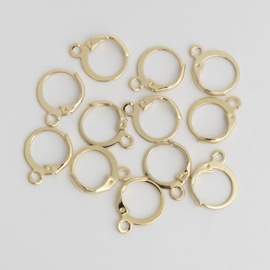 Gold Huggie Hoops 12mm Hinged Earring Findings