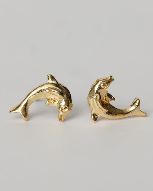 Gold Shells and Dolphin Beachy Stud Set Coastal Cowgirl