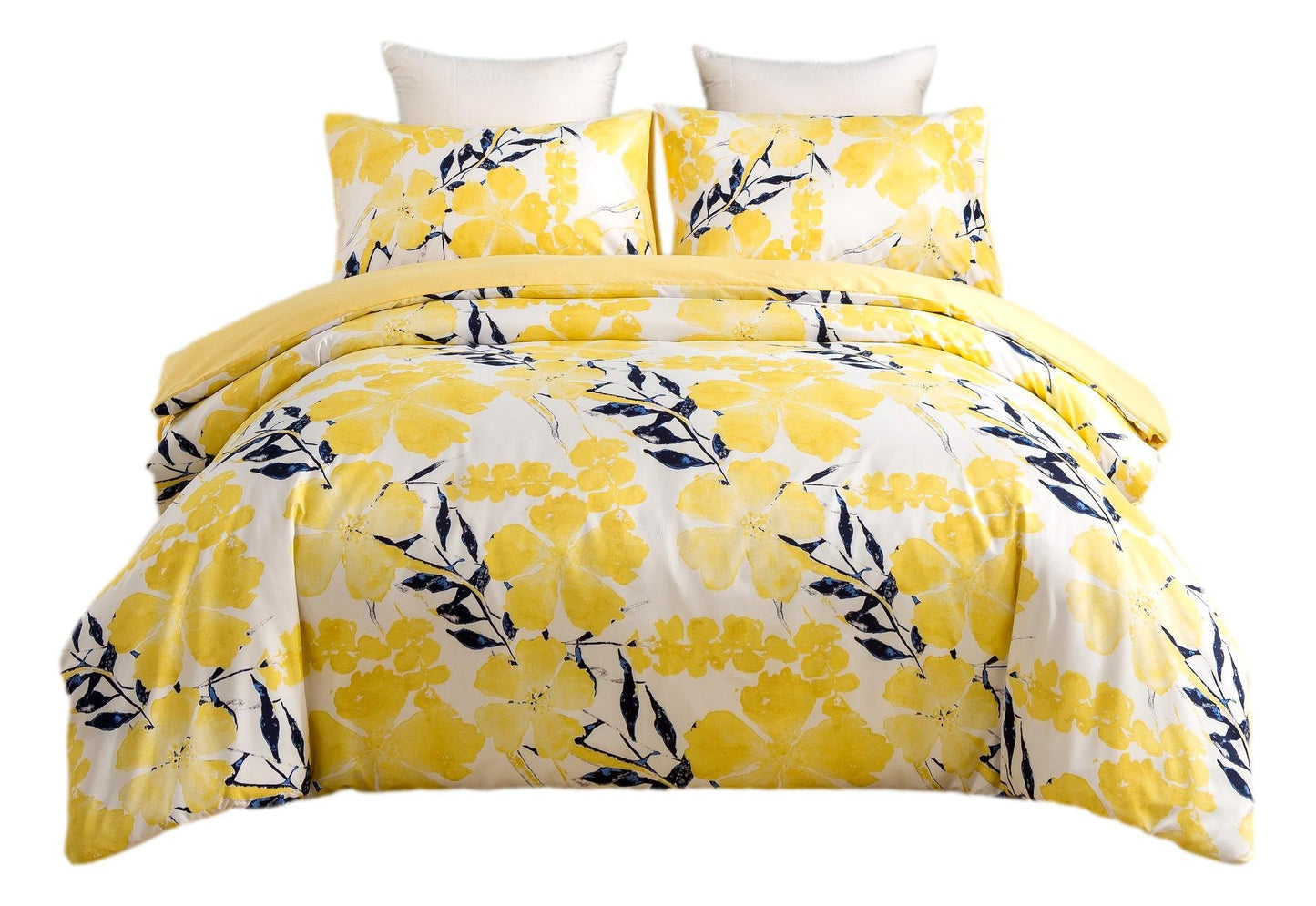 Tache Microfiber Watercolor Tropical Floral Yellow Blue Duvet Cover (JHW-841) Otarealm