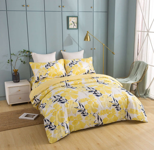 Tache Microfiber Watercolor Tropical Floral Yellow Blue Duvet Cover (JHW-841) Otarealm