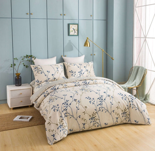 Tache Poplin Cotton Elegant Leaf Vine Cream Beige Duvet Cover (JHW-842) Otarealm