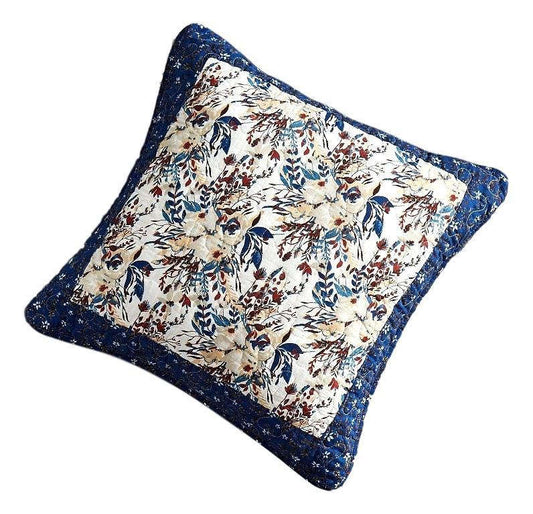 Tache Cotton Patchwork White Blue Yellow Brown Floral Prairie Sunset Cushion Cover 2-Pieces (JHW-887) Otarealm