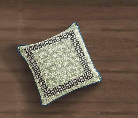 Tache Cotton Patchwork Teal Blue Green Paisley Bohemian Ocean Cushion Cover 2-Pieces (JHW-888)