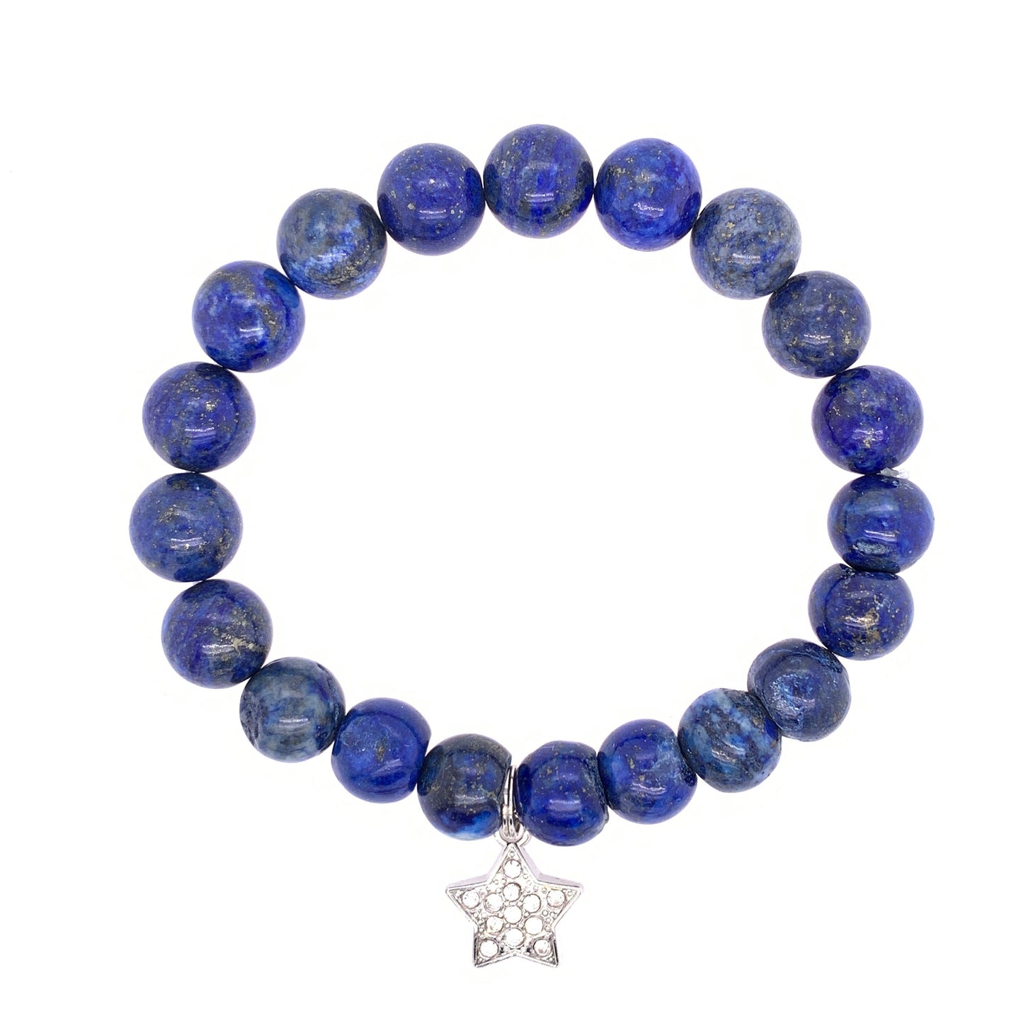 Lapis Stretch Bracelet with Rhinestone Star Charm