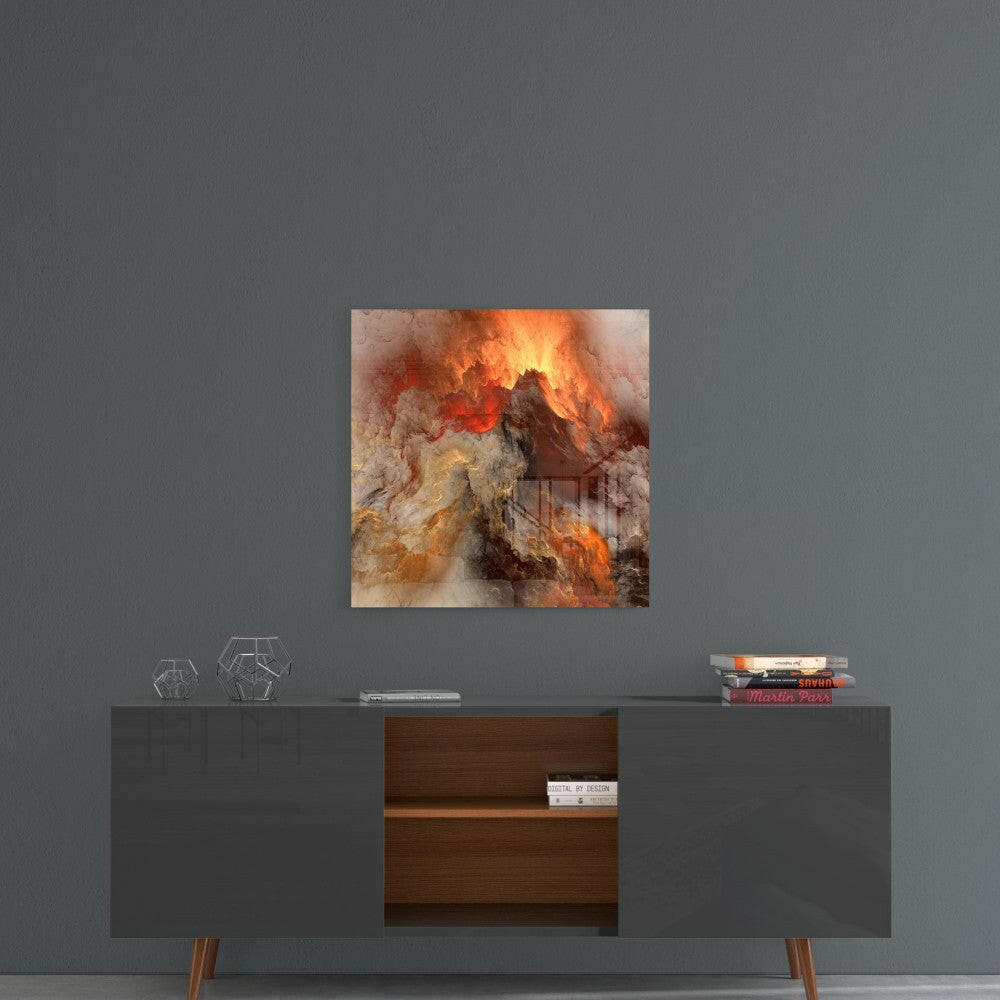 Golden Chaos Abstract Glass Wall Art Otarealm