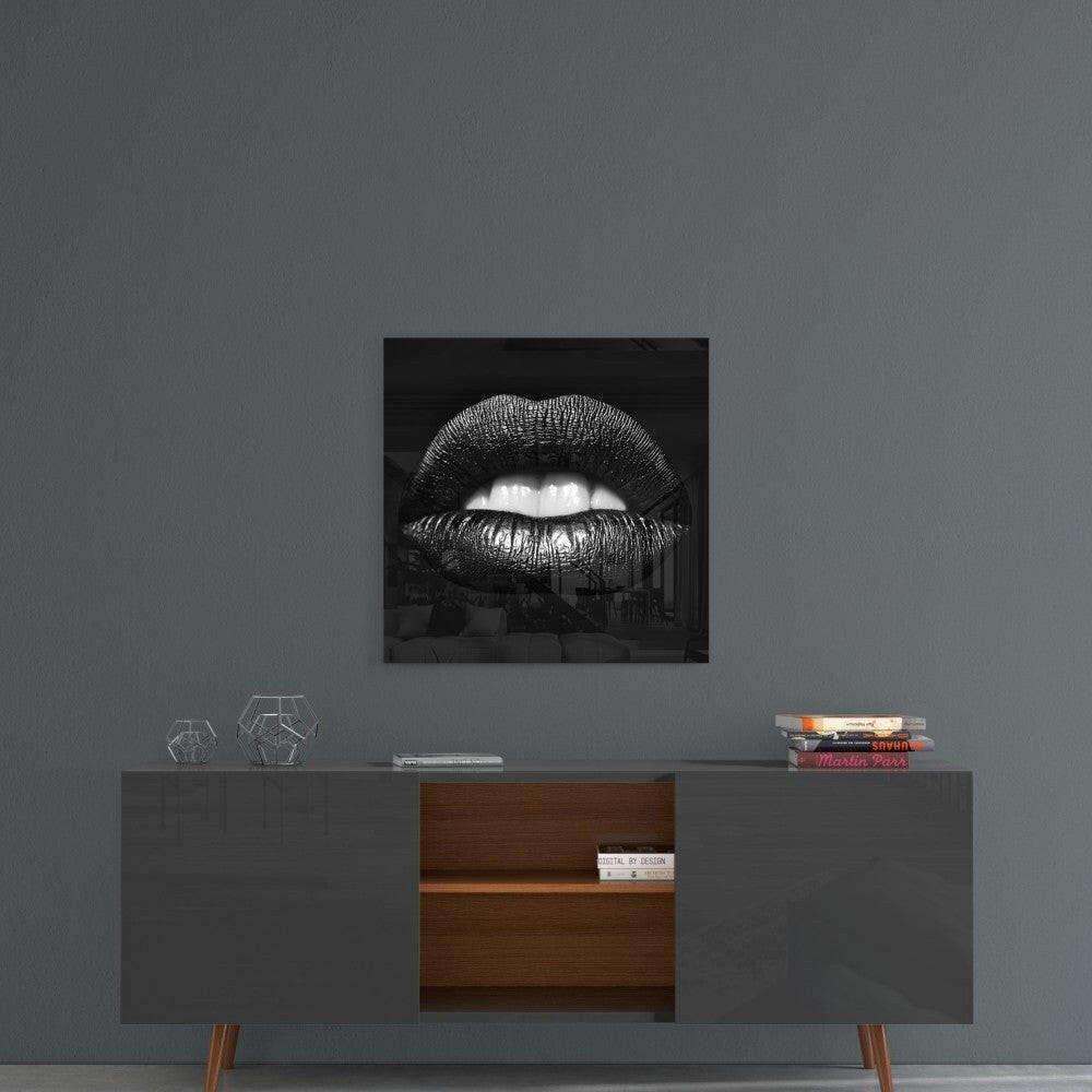 Black Lips Glass Wall Art Otarealm