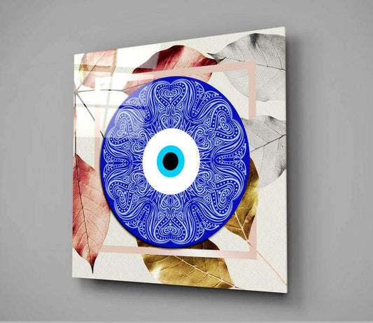 Blue Modern Evil Eye Bead Glass Wall Art Otarealm