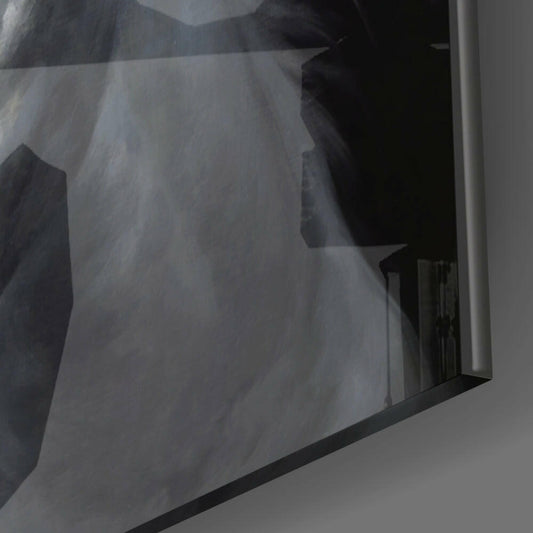 White Stallion Head Portrait Glass Wall Art