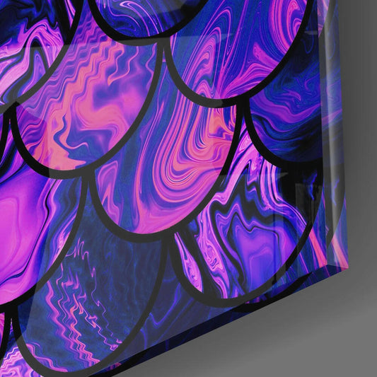Purple And Indigo Mermaid Scales Glass Wall Art