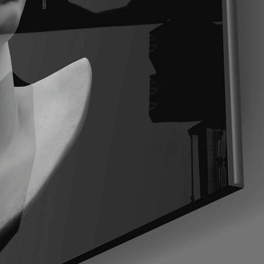Black Glitch Hair Bust Glass Wall Art
