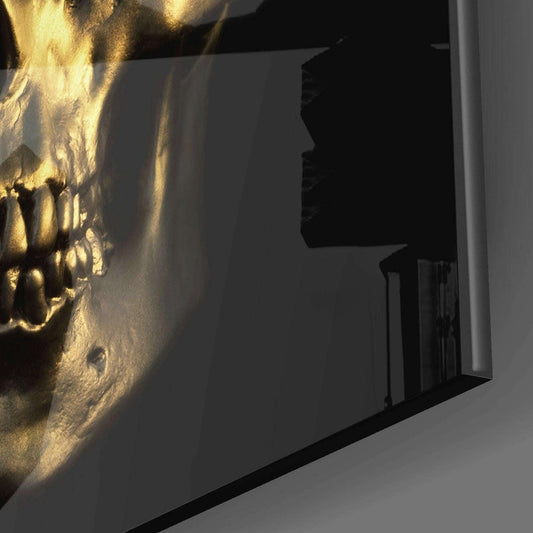 Shining Gold Skull Glass Wall Art Otarealm