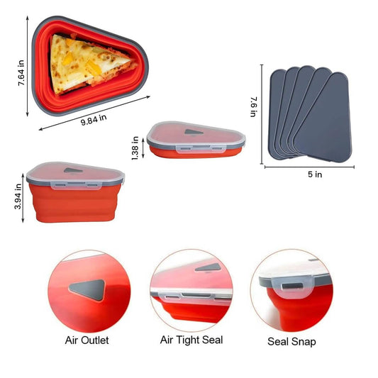 Collapsible Adjustable Reusable Pizza Storage Container with 5 Microwavable Serving Trays Otarealm