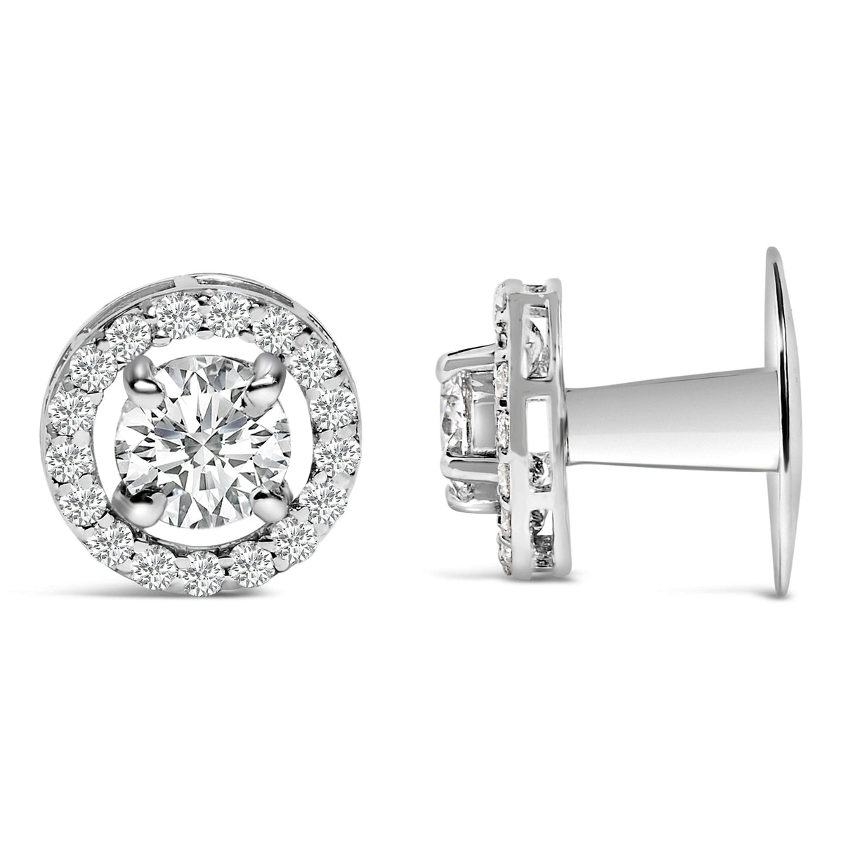 Men's 14K White Gold 1 3/4 Cttw Lab Grown Diamond Halo Cufflink Otarealm