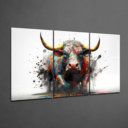 Bull Mega Glass Wall Art