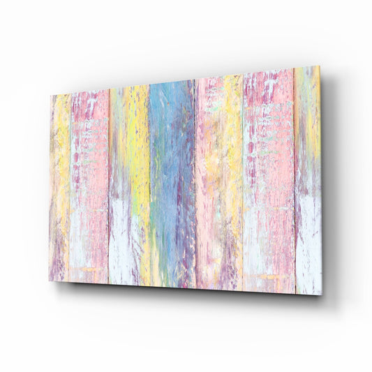 Pastel Painted Wood Planks Glass Wall Art
