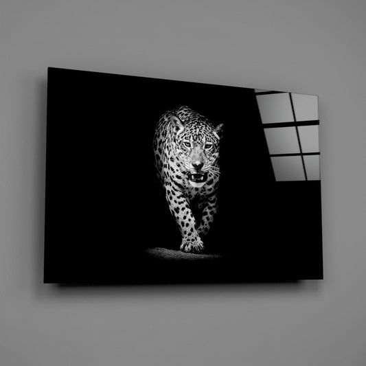 Prowling Leopard Full Body Glass Wall Art
