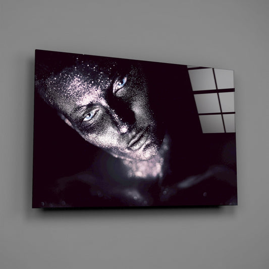 Silver Glitter Shadowed Woman Glass Wall Art