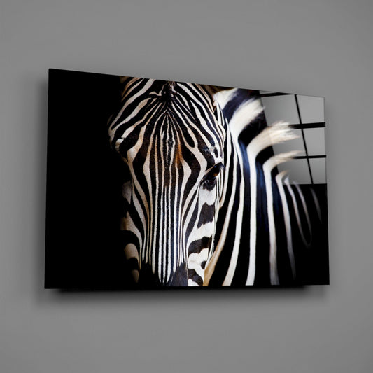 Warm Toned Zebra Head Glass Wall Art