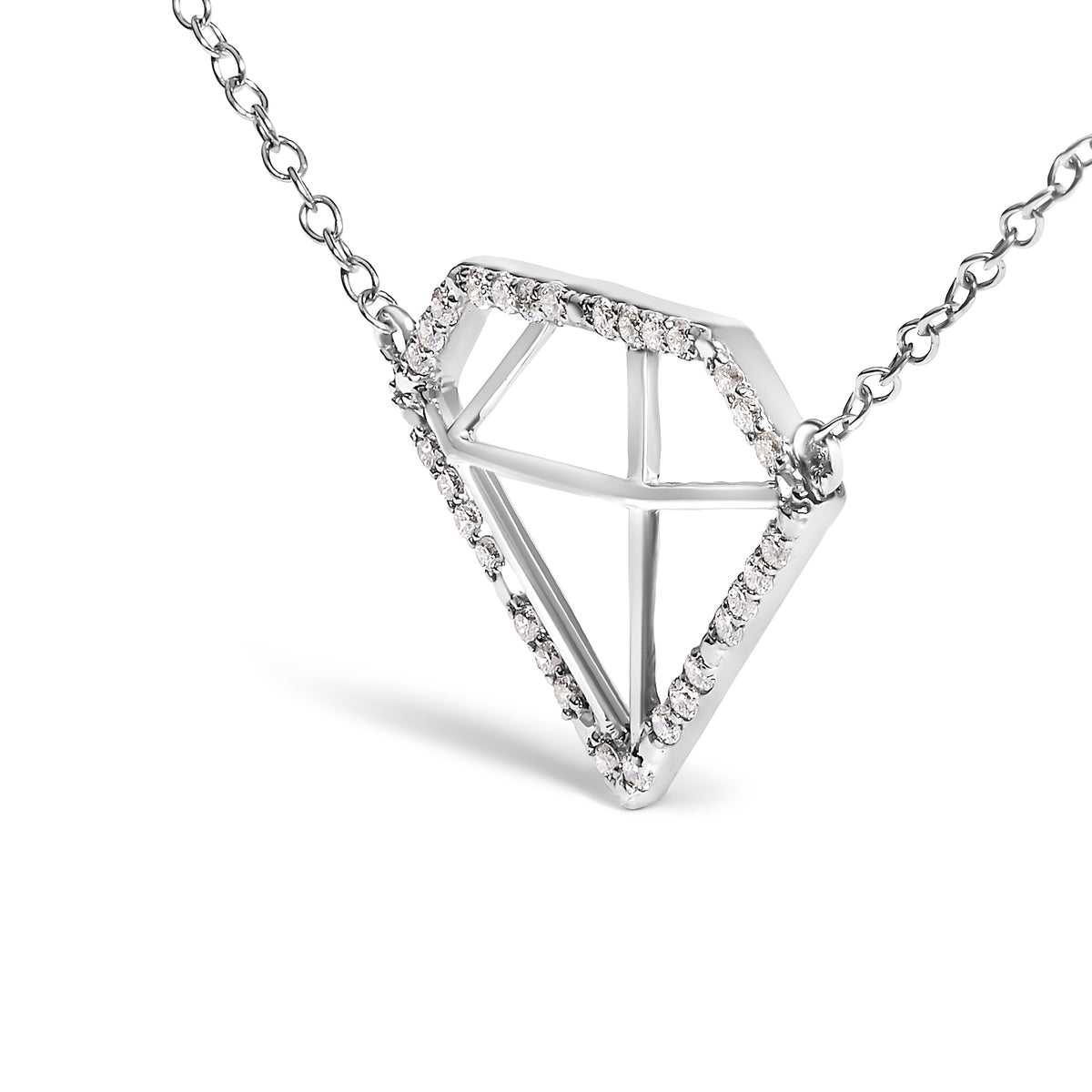 .925 Sterling Silver 1/7 Cttw Lab Grown Diamond Diamond Shaped Pendant Necklace - Size 18 Inches Otarealm