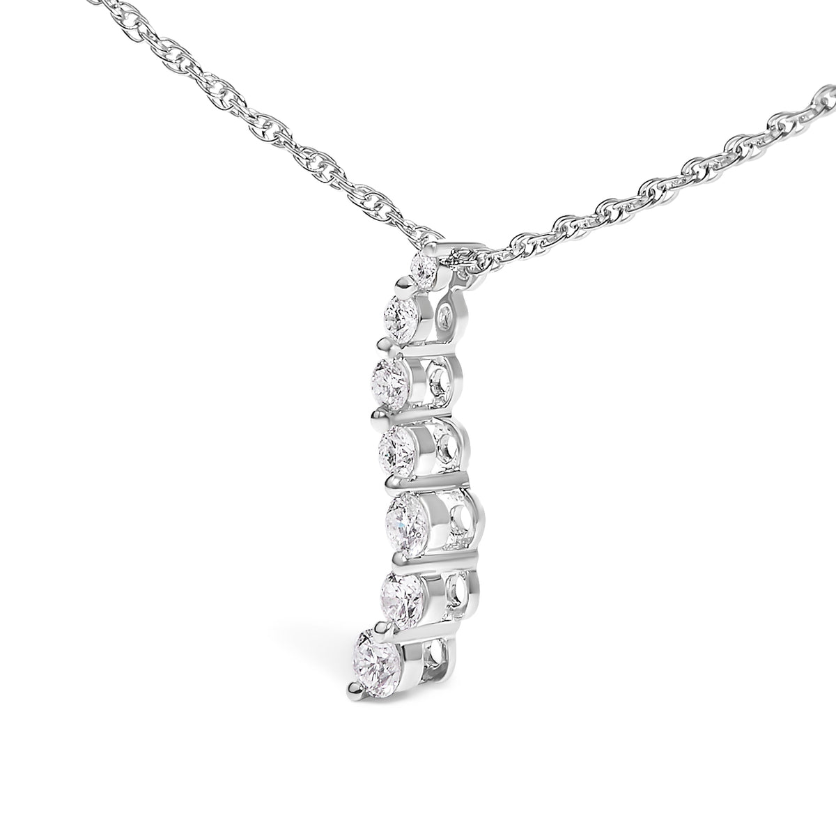 .925 Sterling Silver 1/4 Cttw Lab Grown Diamond Journey Pendant Necklace - 18" Inches Otarealm