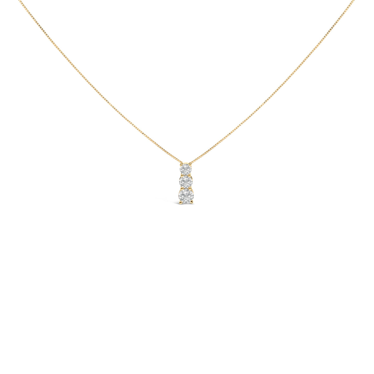 14K White Gold 1/2 Cttw Lab Grown Diamond Three Stone Pendant Necklace Otarealm
