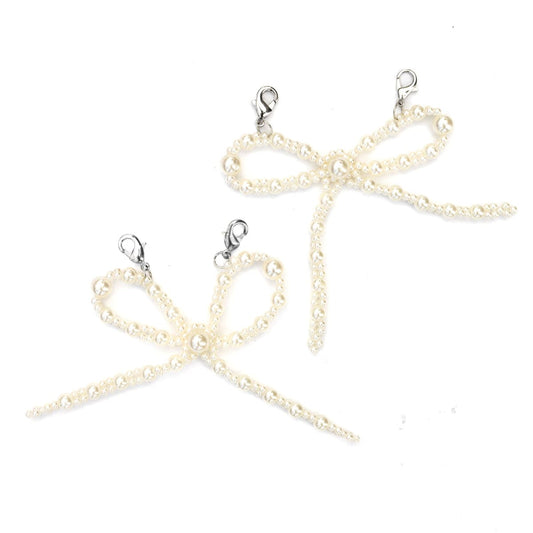 Shoe Charm Set - White Pearl Bows