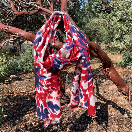 Red, White and Blue Tie Dye Scarf Otarealm
