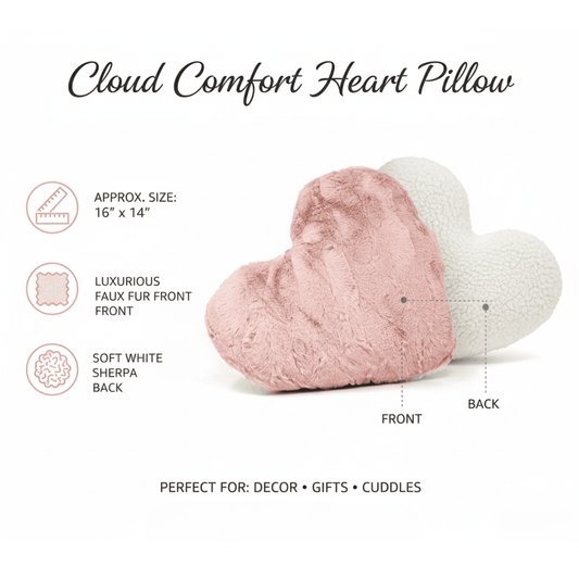 Tache Faux Fur Pink White Heart Shape Throw Pillow (#7) Otarealm