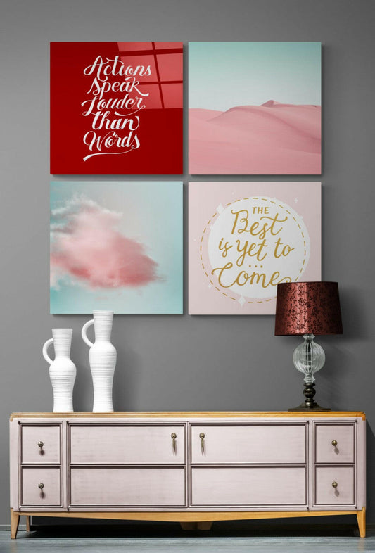 Pink Desert Quadro Glass Wall Art