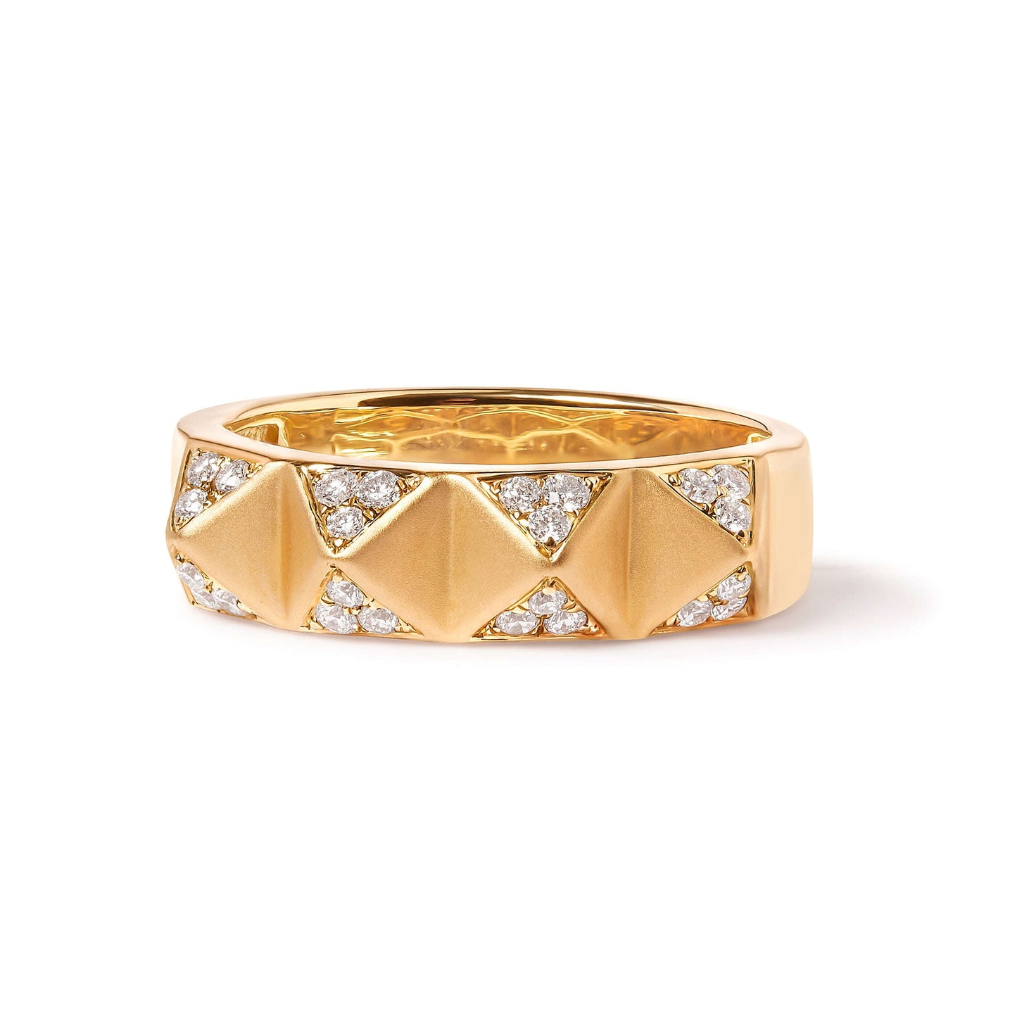 14K Yellow Gold 1/4 Cttw White Diamond Pyramid Band Ring (G-H Color, SI1-SI2 Clarity)- Size 7 Otarealm