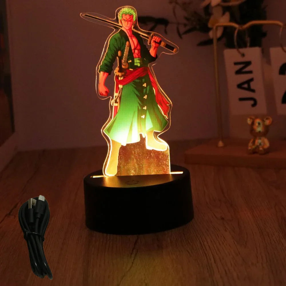 One Piece Anime Figures 3D Lamp PVC Action Collection Model Toys LED Night Light