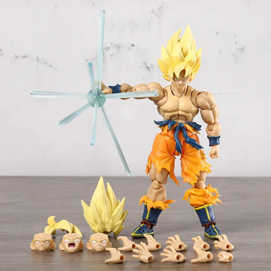 Super Saiyan Goku Posable Action Figure, Anime Dragon Ball Z Figurines PVC Articulated Collectible 16.5 cm