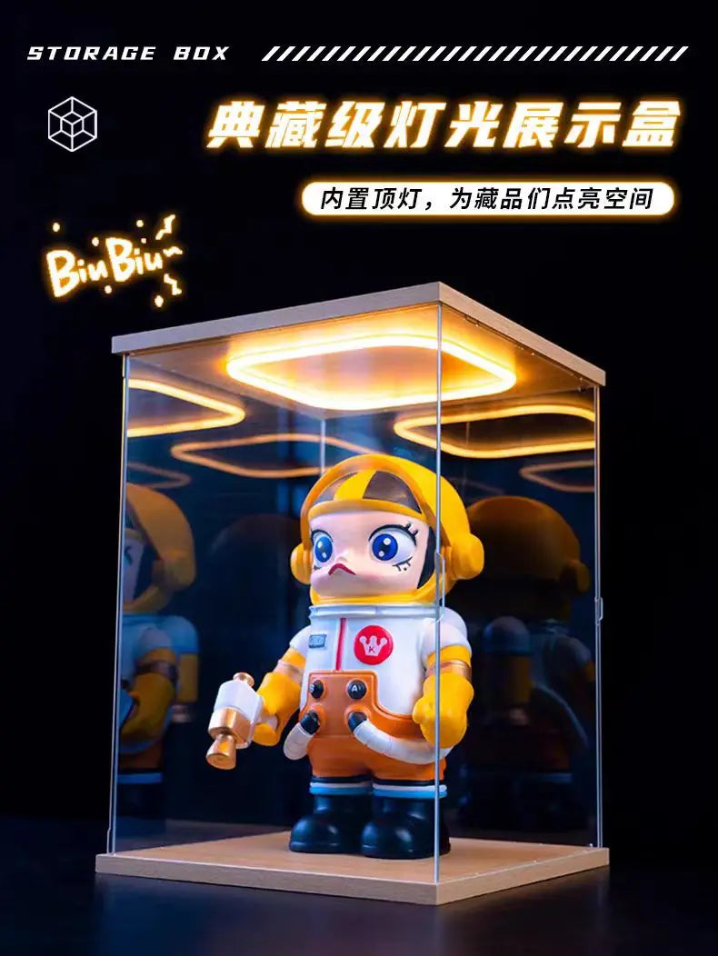 Acrylic Clear Display Case with Ring LED Lights for Action Figure Display