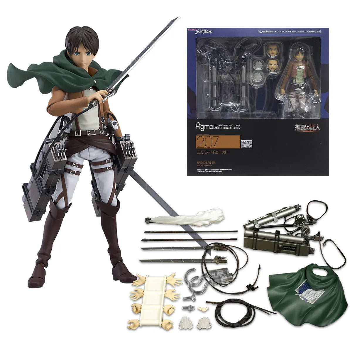 Eren Jaeger Action Figure, Attack On Titan Anime Figurines Holding Sword Detachable 17 CM