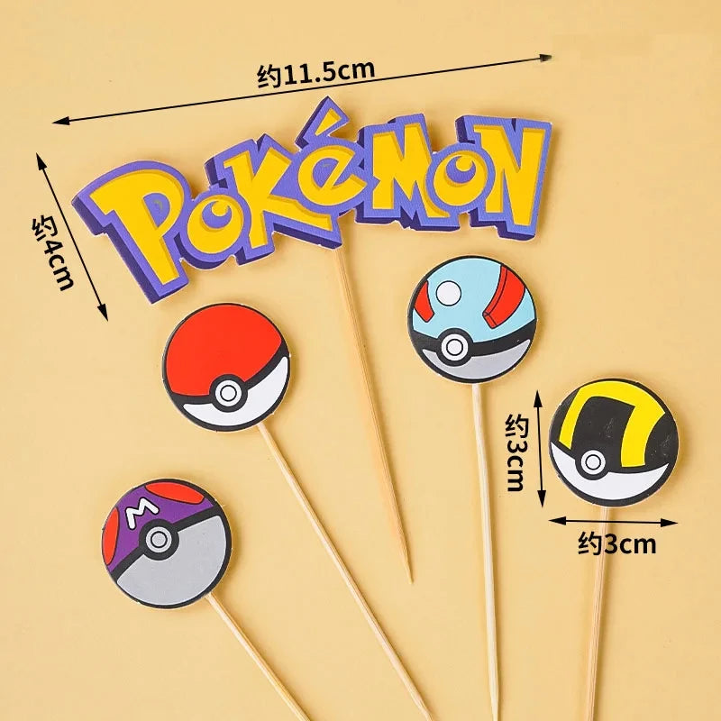 13 PCS Set Pokemon Cake Topper Party Anime Figure, Pikachu Happy Birthday Cake Decoration Ornament Pikachu Bulbasaur Psyduck Charmander Squirtle Jigglypuff