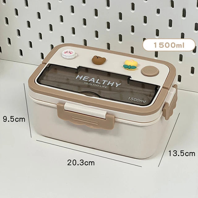 Simple Cute Portable Lunch Box, With Compartment & Microwave-Safe, Perfect for Work, School, or Picnics
