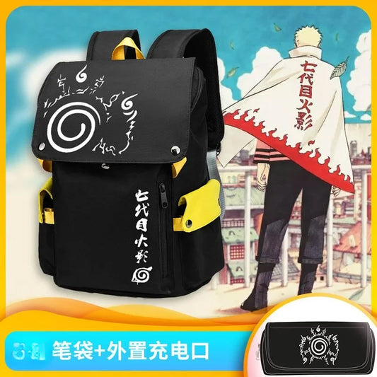 Naruto Shippuden Anime Backpack, Uzumaki Akatsuki School Students Schoolbag Leisure Computer Bag