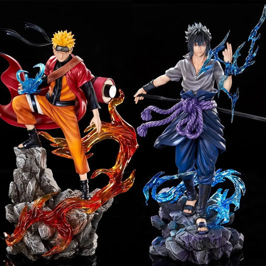 Naruto Shippuden Anime Figures Sasuke Uchiha and Naruto Uzumaki PVC 27 CM