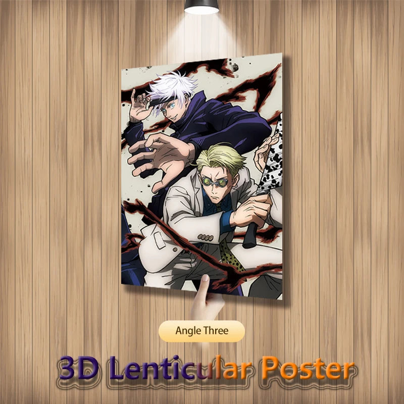 Jujutsu Kaisen 3D Effect Anime Poster, Gojo Itadori Yuji Fushiguro Nanami Sukuna Lenticular Print