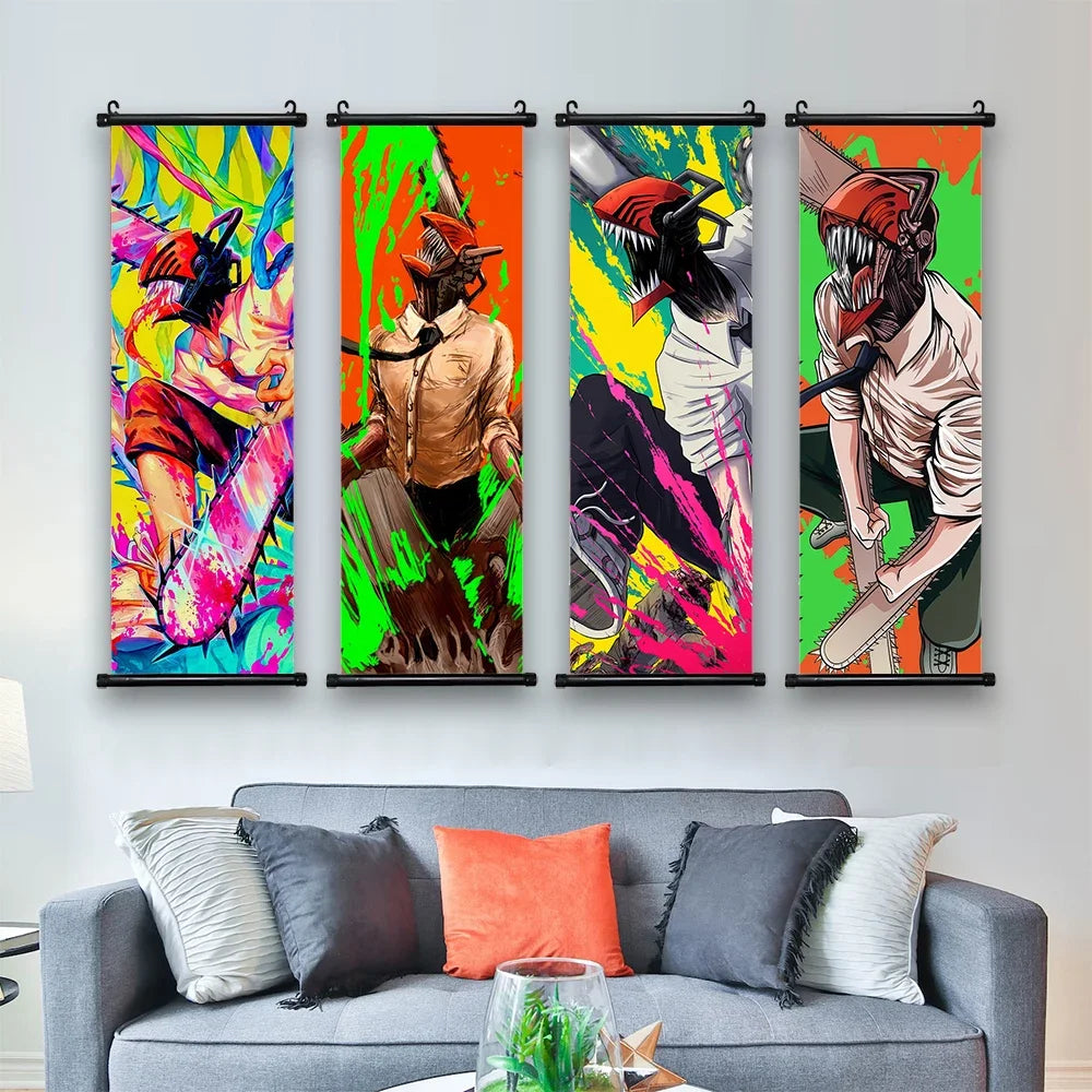 Chainsaw Man Anime Canvas Scrolls Collection, Wall Art Hanging Print Poster Home Decor
