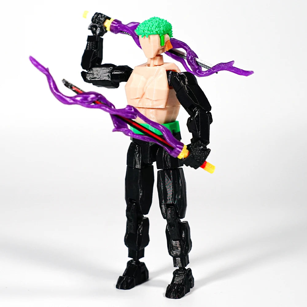 CloudAnimeStudio Roronoa Zoro 3D Printed Anime Figurine, One Piece Action Figures Multi-Jointed Toys