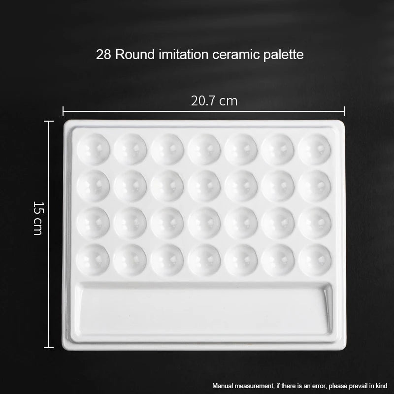 1/5/28 Grid Paint Tray White Imitation Ceramic Easy to Clean Pigment Palette for Artists Acrylic Watercolor Oil Painting