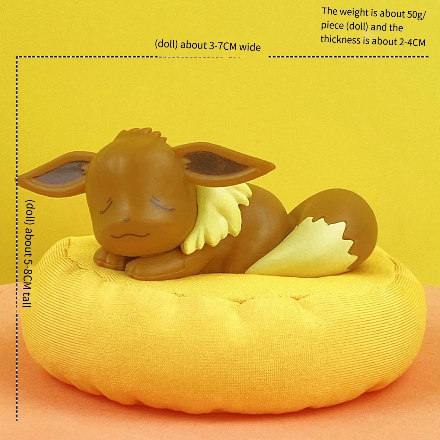 Mini Pokemon Anime Figurines, Sleeping Bean Bag Pikachu Bulbasaur Snorlax Evee Jirachi Komala 6pc Figure Set