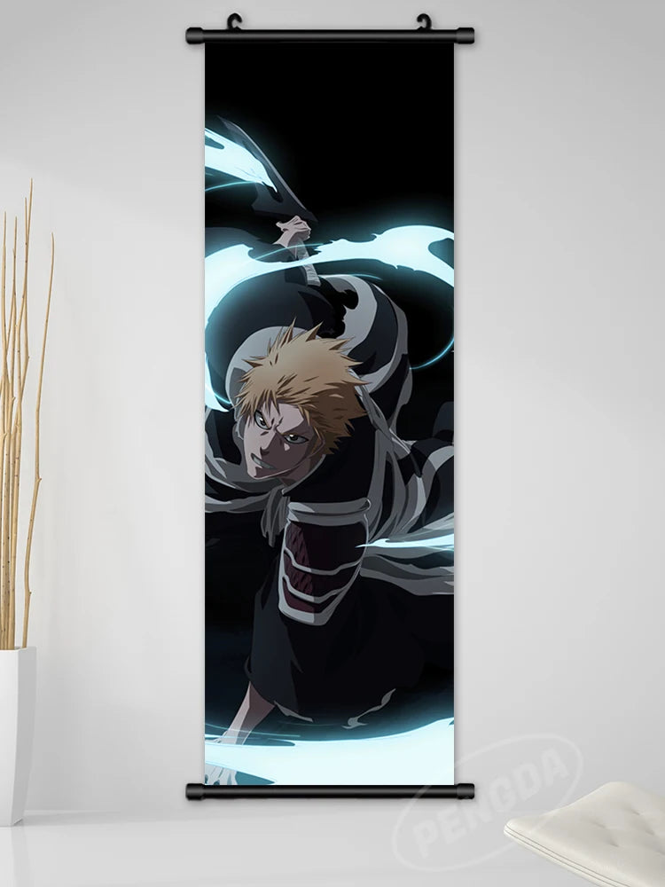 Bleach Canvas Scroll Posters, Wall Art Anime Artwork Painting Anime Hanging Poster