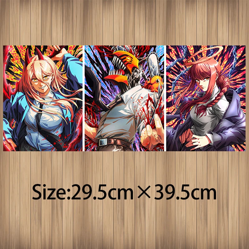 Chainsaw Man Power Makima Denji Anime 3D Effect Poster, Lenticular Posters Wall Art (Without Frame)