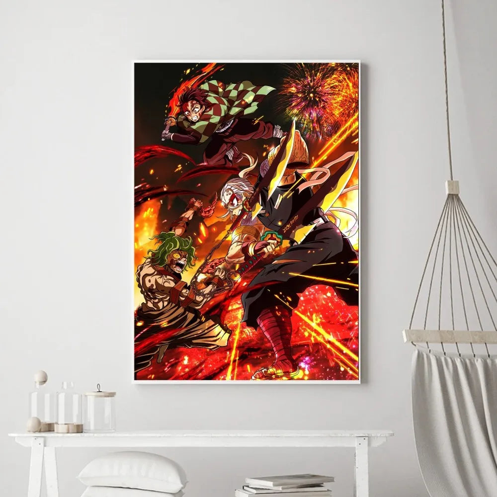 Demon Slayer Classic Anime Wall Art Poster Prints, Painting Bedroom Living Room Wall Bar Restaurant Decor